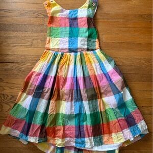 NWT Mini Boden Cross Back Dress in Bright Neon Multi Gingham